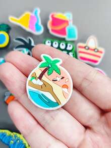 16 Pieces / Sets. A Set Of Beach Vacation Series PVC Shoe Decorations, Suitable For DIY To Make Shoes With Holes. It's A Great Gift For Friends. - Cadet Blue - View 8