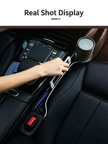 Car Seat Gap Filler Storage Box, Multi-Function Car Seat Gap Storage Box With Cup Holder, Universal Vehicle Side Console Organizer Bag, Can Hold Phone, Keys, Cards, Drinks - A - View 2