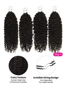 WOWANGEL 150G/4件 真人髮鉤編髮接髮 14-24英吋 4-5束 全頭 Miracle Knots 預束結 無結波希米亞編髮 美人魚編髮 女神編髮 捲髮 深波浪 度假髮 #SummerWins - Natural Black - 查看 12