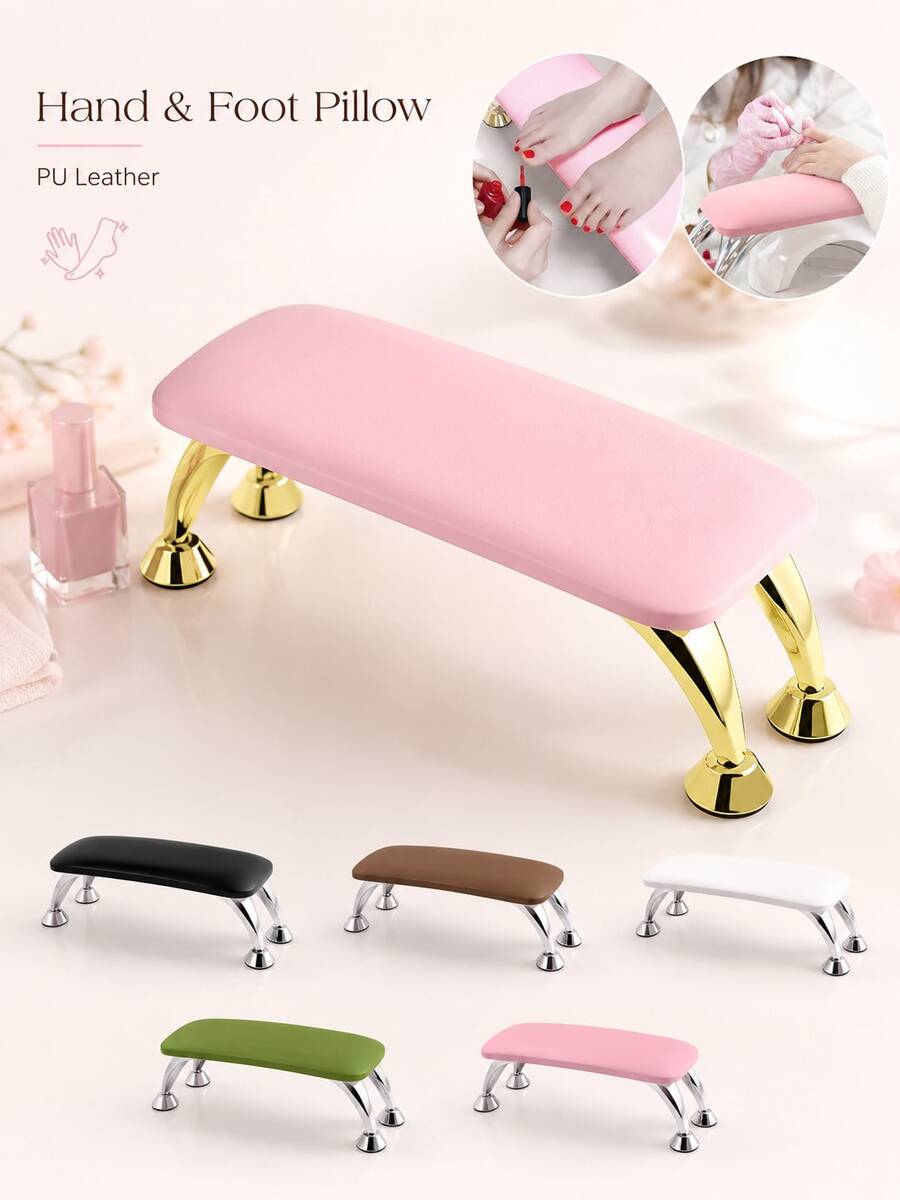 1pc U-Shaped Adjustable Nail Arm Rest Stand, White PU Leather Manicure Hand Rest, Height & Angle Adjustable Nail Armrest With Non-Slip Base, Easy Clean Portable Nail Tech Supplies For Gel Polish, Acrylic Nails, Nail Extensions, Salon Workbench - Multicolor - View 1