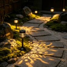 Lampe de table à projection de pivoine à énergie solaire, lumière solaire extérieure en métal étanche IP65 avec LED colorée, lumière décorative à ombre florale, convient pour patio, jardin, cour, table, cadeau de pendaison de crémaillère - 1PC - Voir 10