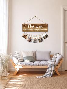 1 buah Gantungan Pajangan Foto Kayu Rustic dengan Tali Rami dan 8 Klip Kayu, Dekorasi Dinding Kenangan Keluarga "This Is Us", Cocok untuk Ruang Tamu, Kamar Tidur, Lorong, Dekorasi Rumah Gaya Rumah Pertanian, Aksesori Hadiah Ulang Tahun, Pernikahan, atau Pesta Peresmian Rumah. - Papan pajangan kayu bergaya pedesaan - View 3