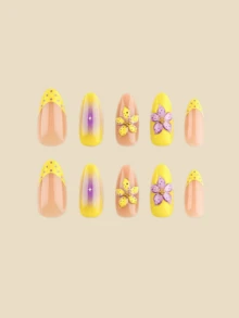 30片3D壓花波點美甲貼紙，夏季美甲用品，Y2K風格，杏仁形指甲適用 - 淡紫色 - 查看 4