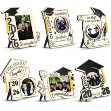 2026 Graduation Photo Frame Wooden Picture Frame With Graduation Cap Tassel Desktop Standing Fridge Magnet Keepsake Graduation Party Decoration Graduate Gift Suitable For University High School Senior Students Congratulations Souvenir Party Favor Table Centerpiece - Decorate - View 10