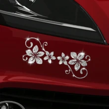 1pc Glitter Vine Floral Self-Adhesive Car Sticker, Elegant Floral Pattern, No Residue, Easy To Apply, Suitable For Car, Motorcycle, Truck, Glass Window And Laptop Decoration, Perfect Decor For Plant Lovers - Multicolor - View 11