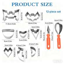 1 Set Halloween Pumpkin Carving Tool DIY Kit, 10 Stainless Steel Molds, 2 Decorative Tools, Decorative Template Gift Box, Suitable For Creative Pumpkin Lanterns, Perfect For Family Fun Activities And Halloween, Reusable And Easy To Clean - 12pcs Pumpkin Tools - View 10