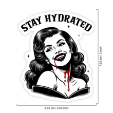 1 Stück Stay Hydrated Trinkwasser Aufkleber, Vampir Buchthema Vinyl Aufkleber für Laptop Wasserflasche Notizbuch E-Reader, wasserdichter Gothic Buchliebhaber Aufkleber, ästhetischer Schreibwaren Sammelalbum Geschenk für Leser - S2216 - Übersicht 2