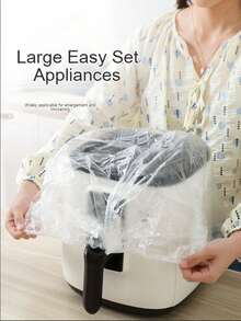20pcs 70/90/110cm Disposable Transparent Waterproof Dust Cover, Extra Large Disposable Plastic Wrap Appliance Dust Cover, Suitable For Microwave, Oven, Rice Cooker And Other Household Kitchen Appliances, Also Suitable For School, Office, Home, Travel, Bags, Storage Bags - A - View 10