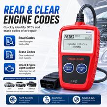 Herramienta de escaneo OBD2 con preparación I/M - Escáner de diagnóstico de motor avanzado, alimentado por USB - Leer y borrar códigos de la luz de verificación del motor, ver datos de cuadro congelado, herramienta de diagnóstico CAN, rojo - Rojo - Ver 4