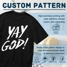 Funny Yay God Graphic Jesus Christian Religion T-Shirt For Women Men Cotton Short Sleeve Crew Neck Graphic Top Tee - 黑色 - 查看 4