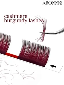 LAKANAKU Burgundy Classic False Eyelashes Wine Red Eyelash Extensions Premium Cashmere Mink Fur Individual False Eyelashes - View 3