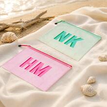 Customized Fabric Personalized Beach Bag - Personalized Letters Summer Makeup Storage Bag, Waterproof Pool Travel Storage Bag, Suitable For Vacations - Multicolor - View 7