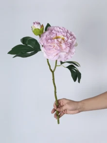 1pc Artificial Peony Flower With Buds And Green Leaves, Realistic Faux Peony, Artificial Flower, Fake Flower, Suitable For Home Decor, Room Decor, Bedroom Decor, Wedding Decor, Tabletop Decor, Indoor And Outdoor Decor, Autumn Decor, Halloween Decor - Multicolor - View 11