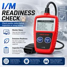 Herramienta de escaneo OBD2 con preparación I/M - Escáner de diagnóstico de motor avanzado, alimentado por USB - Leer y borrar códigos de la luz de verificación del motor, ver datos de cuadro congelado, herramienta de diagnóstico CAN, rojo - Rojo - Ver 6