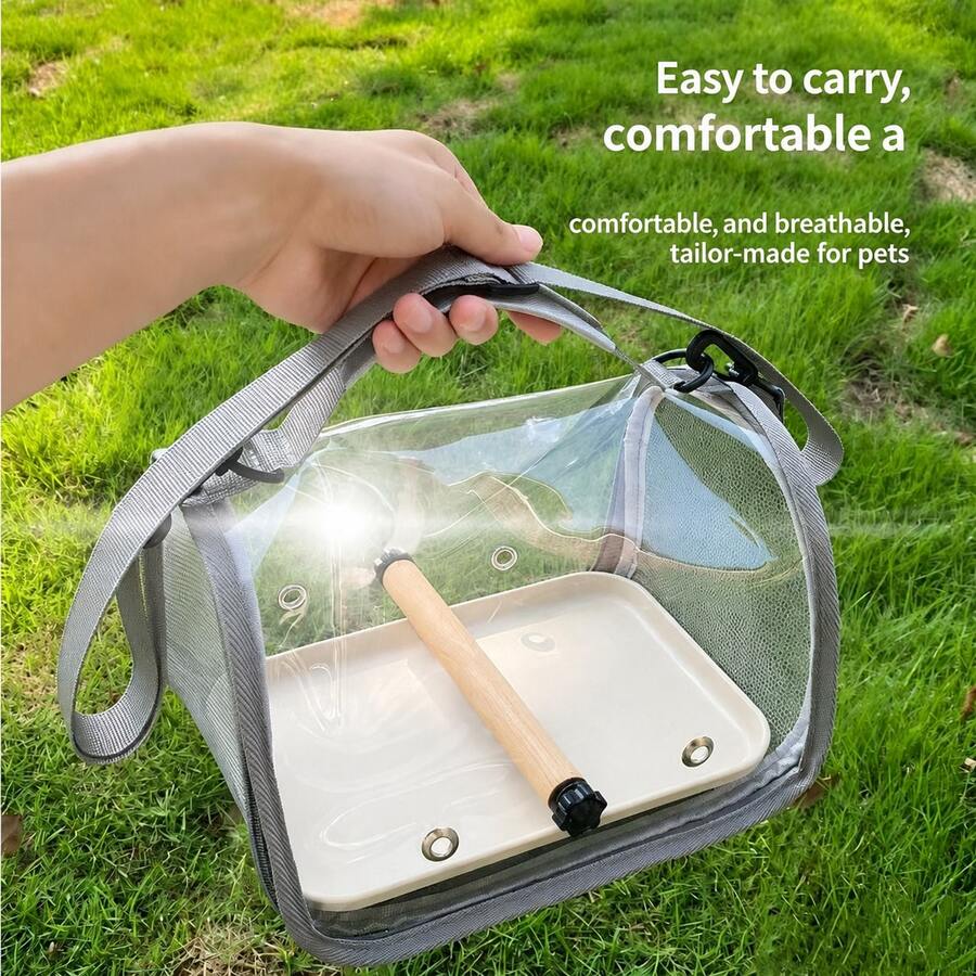 Breathable Bird Travel Carrier, Transparent Parrot Bag, Handheld Large Capacity Portable Bird Cage Backpack - A - View 1
