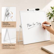 1pc Double-Sided Desktop Whiteboard With Stand, Portable Mini Dry Erase Writing Board, With Adjustable Folding Aluminum Alloy Frame And Accessories, Suitable For Office, Home, School, Classroom, Learning, Teaching, Drawing, Note-Taking, Reminder And Back To School Supplies - White - View 2