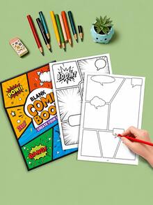 1pc Create Your Own Comic Book, Multiple Blank Panel Layouts, Self-Drawing Story Sketchbook, Dialogue Box Explosion Effect, Creative Art Essential Tool & Gift, Hand-Drawn Comic Drawing Book, Classic Comic Panel Style School Supplies - Multiple Styles - View 4