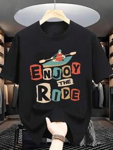 Kayak Paddling On Water With An Adventurous Message That Invites You To Enjoy Every Journey Of Life With Passion And Energy - Men's T-Shirt - 黑色 - 查看 1