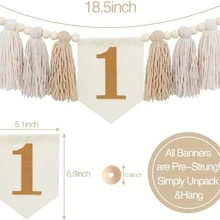 1pc Daisy 1st Birthday High Chair Banner - Macaron Color Cake Smash Party Decoration, Bohemian Style 1st Birthday Decoration, Daisy Theme 1st Birthday Party Decoration - Color - View 8