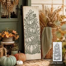 Autumn Pumpkin Taco Reusable Painting Stencils, Suitable For DIY Crafts, Thanksgiving, Halloween, Holiday Home Wall Decor, Scrapbooking, Porch Canvas Art, Vintage Scroll Vine Leaf Pattern Stencil Set, Holiday Celebration Handmade Supplies Art Projects - Sets - View 3