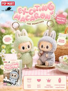 THE MONSTERS Labubu 驚喜馬卡龍盲盒，日常背包吊飾裝飾，毛絨娃娃盲盒，主題派對、生日、聖誕禮物毛絨娃娃驚喜盲盒，Labubu 毛絨吊飾盲盒，黑色開學禮物 - 彩色 - 查看 6