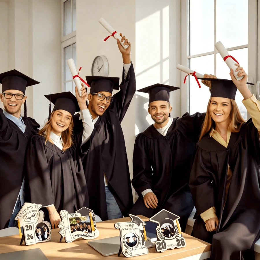 2026 Graduation Photo Frame Wooden Picture Frame With Graduation Cap Tassel Desktop Standing Fridge Magnet Keepsake Graduation Party Decoration Graduate Gift Suitable For University High School Senior Students Congratulations Souvenir Party Favor Table Centerpiece - Decorate - View 1