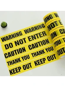 1 Roll Warning Danger Caution Tape, Construction Site Warning Line, Yellow Engineering Vehicle Party Decoration, Halloween Decoration Party Supplies (24/48mm) - CAUTION - View 10