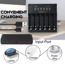 ¿Cansado de esperar por las baterías una por una? Cargador USB-C de 6 ranuras POWERKAN – 500mA por canal, carga las 6 a la vez. Para 1.2V Ni-MH/NiCd AA/AAA. Cable USB-C incluido. Prepara todo tu inventario de una sola vez. - No - Ver 4
