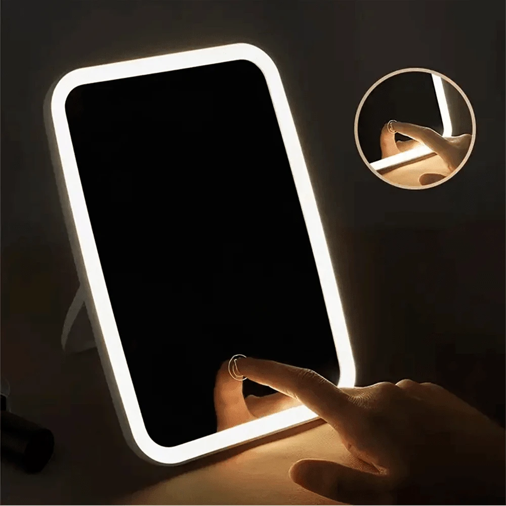 SOKANY USB Rechargeable Smart LED Makeup Mirror, 3 Color Temperature Lighting (White, Natural, Warm), Adjustable Brightness, Touch Control, Modern Makeup Mirror, Suitable For Beauty Enthusiasts, Plastic Frame