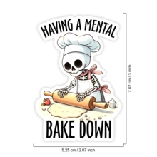 1PC Funny Spooky Baker Sticker, Skeleton Baking Humor Quote Vinyl Decal For Laptop Water Bottle Notebook, Waterproof Halloween Vibe Decal Sticker, Aesthetic Stationery Journaling Scrapbook Accessories Gift - S2337 - View 2
