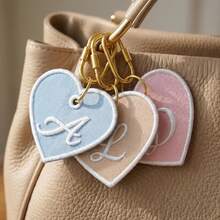 Personalized Embroidered Keychain, Customized Name Embroidered Bag Charm, Customized Initial Wallet Charm, Cute Creative Gift, Aesthetic Gift For Her - Embroidered Heart Keychain - View 3