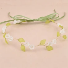 1pc Handmade Green Leaf & Flower Pattern Fabric Headband For Women - Green - View 7