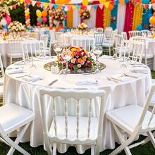 1pc Smooth Satin Tablecloth For Wedding Party Decoration, Solid Color Tablecloth For Banquet Birthday Party Background - White - View 6