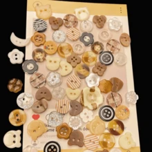 10/22/35/48/56/66/78/89/92/100Pcs New Coffee/Chocolate Color*Girl Style Buttons/Planner Decoration DIY Clothing Buttons Mixed*Handmade Knitting Accessories Random Style - Multicolor - View 4
