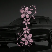 1pc Glitter Vine Floral Self-Adhesive Car Sticker, Elegant Floral Pattern, No Residue, Easy To Apply, Suitable For Car, Motorcycle, Truck, Glass Window And Laptop Decoration, Perfect Decor For Plant Lovers - Multicolor - View 14
