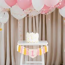 1pc Daisy 1st Birthday High Chair Banner - Macaron Color Cake Smash Party Decoration, Bohemian Style 1st Birthday Decoration, Daisy Theme 1st Birthday Party Decoration - Color - View 7