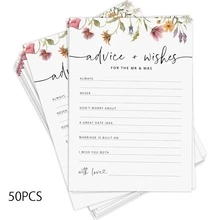 100pcs/50pcs Wedding Blessing Cards For Groom And Bride, Floral Wedding Blessing Cards, Wildflower Theme Bridal Shower Game - Multicolor - View 12