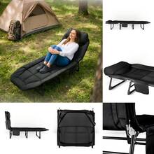 Outdoor Folding Lounge Chair, Camping Nap Bed, Thick Pillow Leisure Chair - Black - View 11