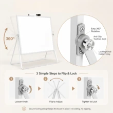 1pc Double-Sided Desktop Whiteboard With Stand, Portable Mini Dry Erase Writing Board, With Adjustable Folding Aluminum Alloy Frame And Accessories, Suitable For Office, Home, School, Classroom, Learning, Teaching, Drawing, Note-Taking, Reminder And Back To School Supplies - White - View 4