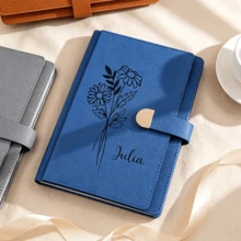 Personalized Floral Notebook And Pen Gift Set, Customized Engraved PU Leather Diary With Magnetic Closure And Gift Box, A5 Size Diary Gift Suitable For Mom, Teacher, Bridesmaid And Graduate - Half-circle Snap Book - View 2
