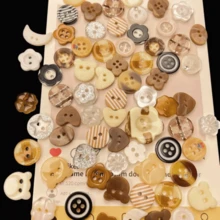 10/22/35/48/56/66/78/89/92/100Pcs New Coffee/Chocolate Color*Girl Style Buttons/Planner Decoration DIY Clothing Buttons Mixed*Handmade Knitting Accessories Random Style - Multicolor - View 2