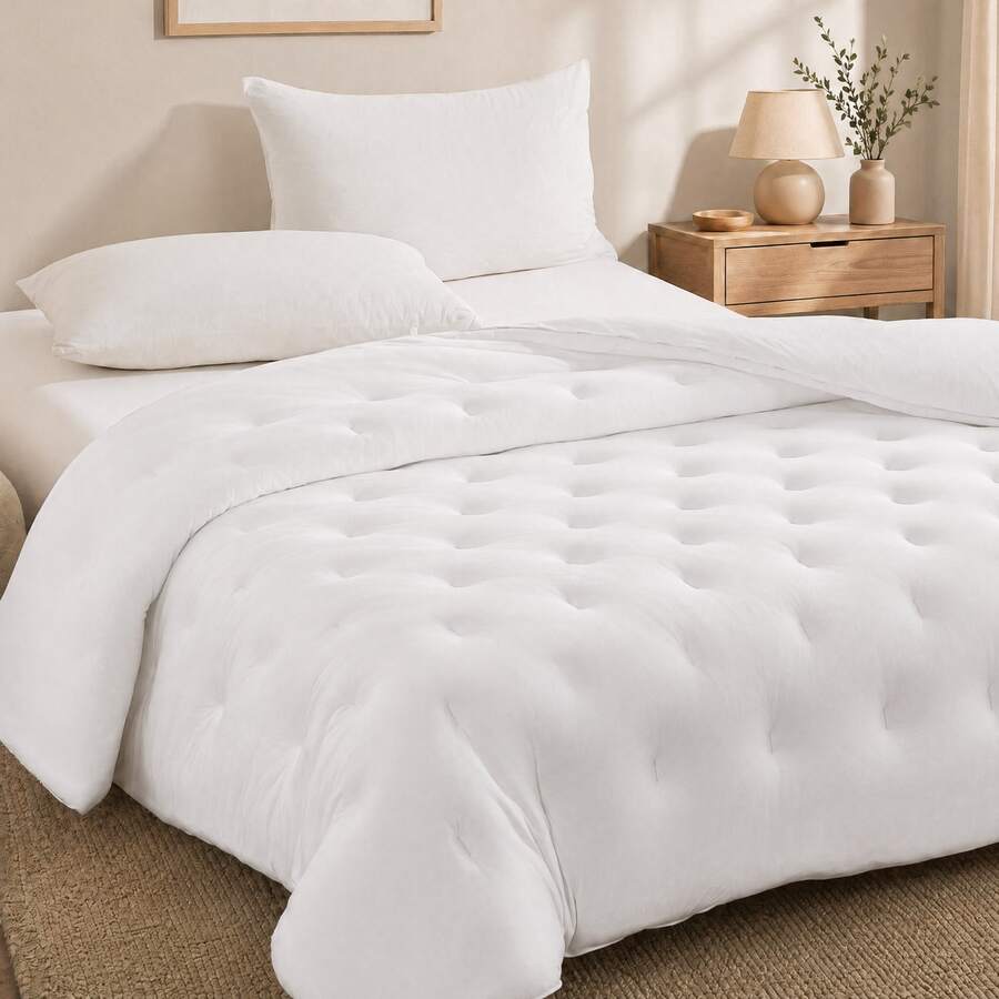 KTAbedding 1PC Thickened Quilt, High-Elasticity And Fluffy, Soft Keep Warm Comfortable Household Quilt, , Applicable To Bedroom, Dormitory, Outdoor Camping, Suitable For Multi-Size Beds, Travel And The Hotel All Are Suitable, Luxury Gift - White - View 1
