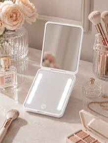 300mAh USB Rechargeable LED Makeup Mirror With Light, Portable Folding Travel Vanity Mirror, 3 Lighting Modes, Touch Dimmable Magnifying Makeup Mirror, Compact Pocket Mirror, Suitable For Travel, Office, Dorm, Bedroom, Holiday Gift - Multicolor - View 13