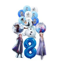 Juego de globos de aluminio con temática, que incluye globos con los personajes de Anna, Olaf y otros, así como globos de aluminio con forma de copos de nieve y estrellas, adecuados para fiestas de cumpleaños con temática de la Princesa Congelada y decoración de un mundo invernal - Como se muestra en la figura - Ver 20
