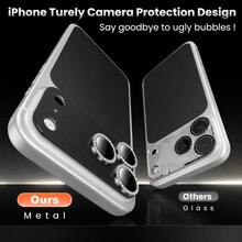 CASECOPS 黑色相機螢幕鋼化玻璃保護貼，相容 iPhone 17 Pro Max/17 Pro，9H 硬度，霧面金屬質感，超薄玻璃，附鑽飾裝飾，防刮耐磨，易於安裝，防眩光，3D 立體，全螢幕覆蓋相機保護，相容手機殼 - 黑色 - 查看 4