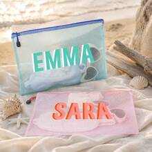 Customized Fabric Personalized Beach Bag - Personalized Letters Summer Makeup Storage Bag, Waterproof Pool Travel Storage Bag, Suitable For Vacations - Multicolor - View 3