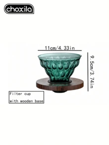 choxila 1pc Gradient Color Glass Pour Over Coffee Pot, 700ml Glass Sharing Coffee Pot With Glass Coffee Filter And Wooden Base, Home Or Office Coffee Pot Set - Green Gradient Sharing Pot - View 12