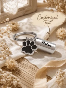 Custom Dog Ashes Memorial - Pet Ashes Urn Keychain - Personalized Cremation Keychain Urn - Pet Memorial Dog Paw Keychain - Pet Ashes Memorial - Multicolor - View 1