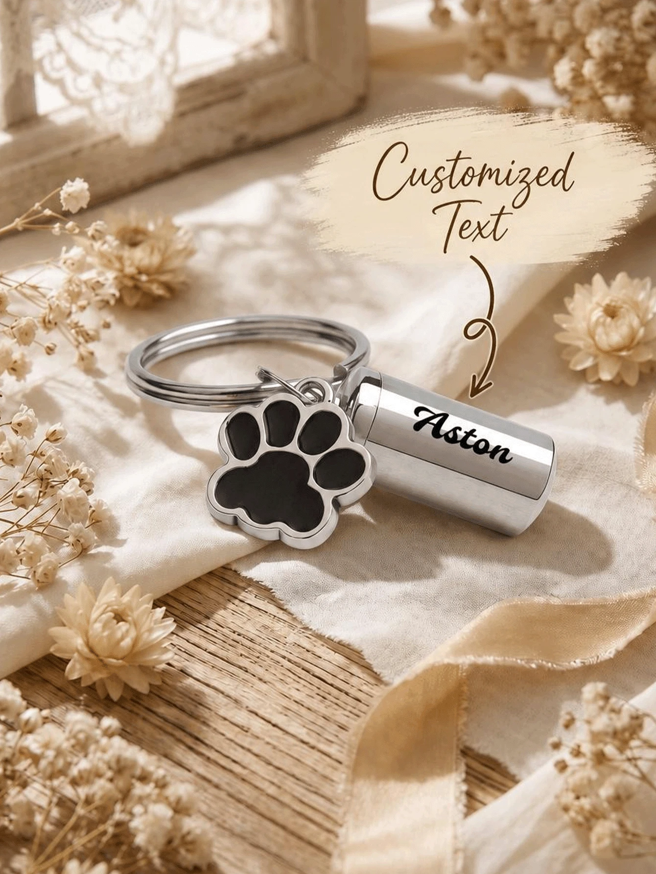 Custom Dog Ashes Memorial - Pet Ashes Urn Keychain - Personalized Cremation Keychain Urn - Pet Memorial Dog Paw Keychain - Pet Ashes Memorial - Multicolor - View 1