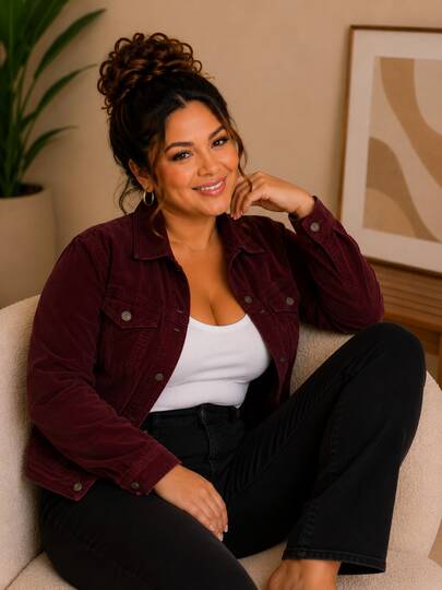 Casaco Cotelê Feminino Plus Size com Botões e Bolsos Coleção De Inverno